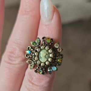Vintage Cameo Ring with Multicolor Accents